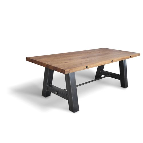 Table à manger design industriel - BLOCK - Ecomatrix SRL - en chêne / en bois huilé / en acier