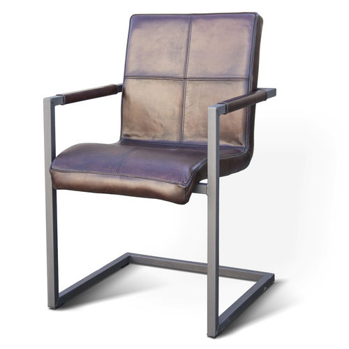 Chaise vintage - QUADRANT INDUCHAIR - Ecomatrix SRL - d'intérieur / en cuir / avec piètement en acier peint