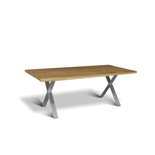 Table contemporaine - XAVIER - Ecomatrix SRL - en chêne / en bois huilé / avec piètement en acier inoxydable