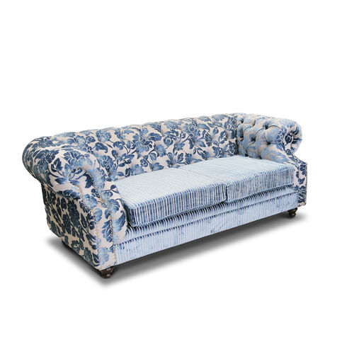 Canapé chesterfield - Ecomatrix SRL - en tissu / bleu / 2 places