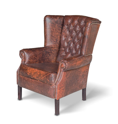 Fauteuil classique - HUBERTUS - Ecomatrix SRL - en cuir / à oreilles / gris