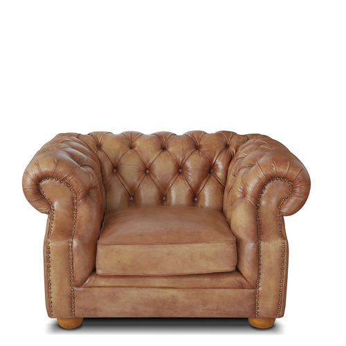 Fauteuil chesterfield - Ecomatrix SRL - en cuir / gris / noir