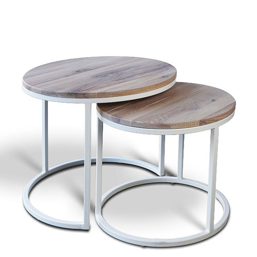 Table basse contemporaine - LODGE - Ecomatrix SRL - en chêne / avec piètement en acier / ronde