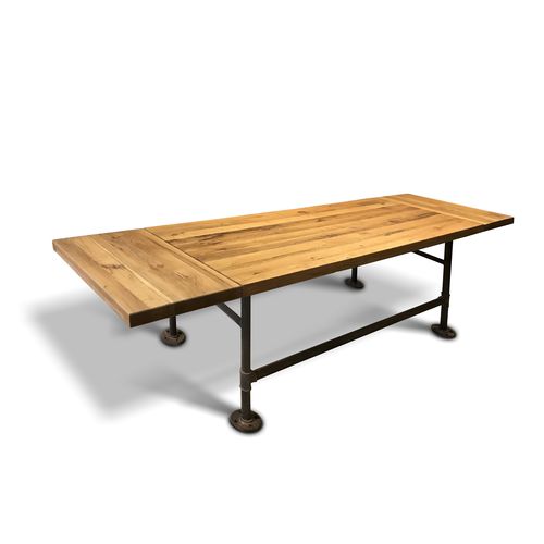 Table contemporaine - PLUMBER  - Ecomatrix SRL - en chêne / avec piètement en acier peint / rectangulaire
