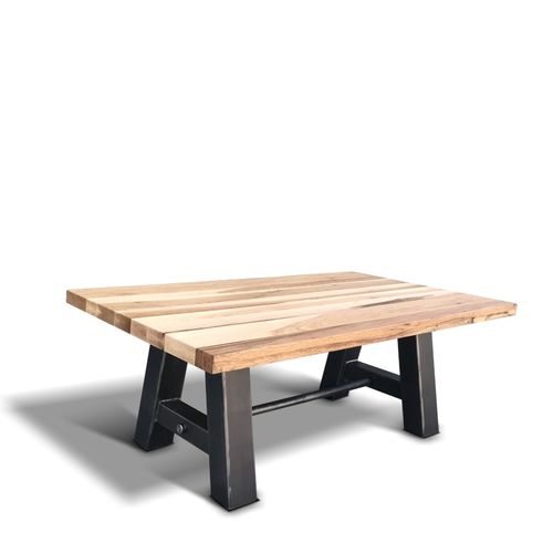 Table basse de style industriel - BLOCK  - Ecomatrix SRL - en chêne / avec piètement en acier peint / rectangulaire