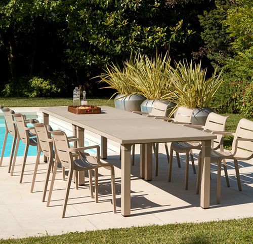 Table à manger contemporaine - Ercole - SCAB GIARDINO SPA - en technopolymère / avec piètement en technopolymère / rectangulaire