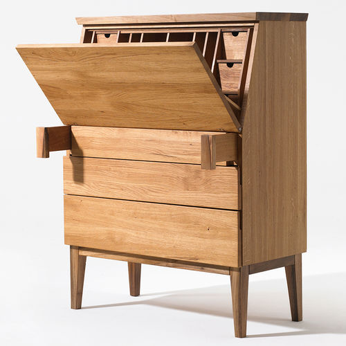 Meuble secrétaire contemporain - EMILY - sixay furniture - en chêne / en noyer / en bois massif
