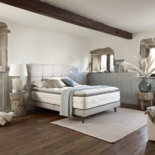 Matelas double - Perth 12,000 - HARRISON SPINKS - à ressorts ensachés / en viscose / blanc
