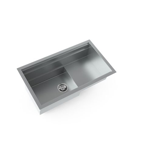 Évier 1 bac - NEWORK L800 P - STEEL TIME SRL - avec égouttoir / en inox / encastrable