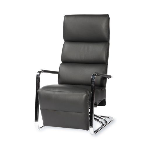 Fauteuil relax contemporain - Sally - STRÄSSLE Switzerland AG - en cuir / avec repose-pieds / inclinable