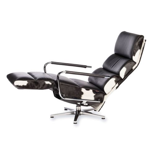 Fauteuil relax contemporain - Nora - STRÄSSLE Switzerland AG - en cuir / avec repose-pieds / inclinable