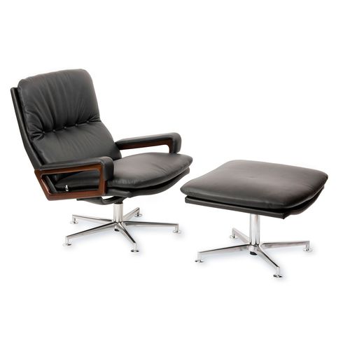 Fauteuil contemporain - King - STRÄSSLE Switzerland AG - en cuir / avec repose-pieds / blanc