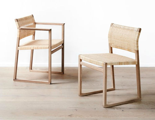 Chaise contemporaine - BM61 - Fredericia Furniture - d'intérieur / en lin / en osier