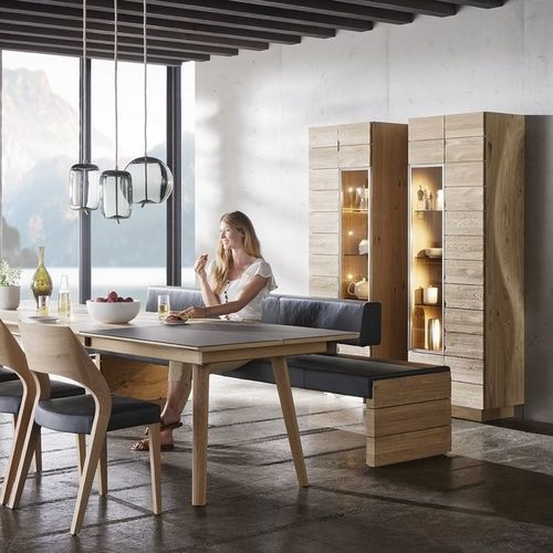 Banquette contemporaine - V-Montana - Voglauer Möbelwerk Gschwandtner & Zwilling GmbH & Co. KG - en tissu / en cuir / avec piètement en chêne
