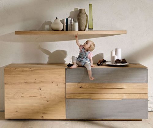 Buffet contemporain - V-Organo - Voglauer Möbelwerk Gschwandtner & Zwilling GmbH & Co. KG - en chêne / en fer / avec tiroirs