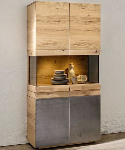 Vitrine contemporaine - V-Organo - Voglauer Möbelwerk Gschwandtner & Zwilling GmbH & Co. KG - en chêne / en fer / avec éclairage intégré