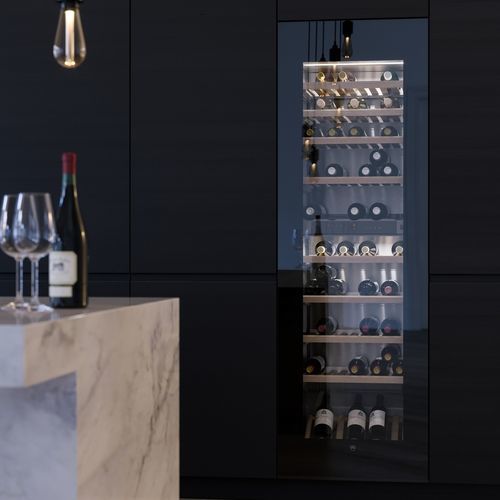 Cave à vin multi-température - V6000 - V-ZUG AG - encastrable / en hêtre / en carbone