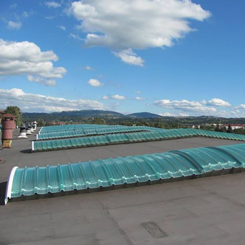 Couverture de toit en plastique - CINTRALUX PRV COOLGREEN - SKYLUX - ondulée / courbée / avec protection UV