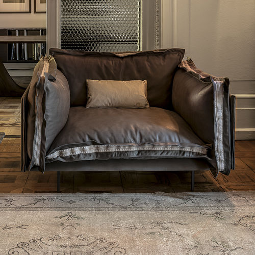 Fauteuil contemporain - AUTO-REVERSE - arketipo - en coton / en cuir / en métal