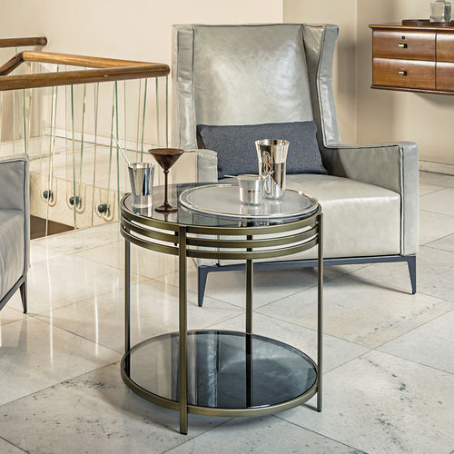 Table d'appoint contemporaine - ULA - arketipo - en verre fumé / en métal / ronde