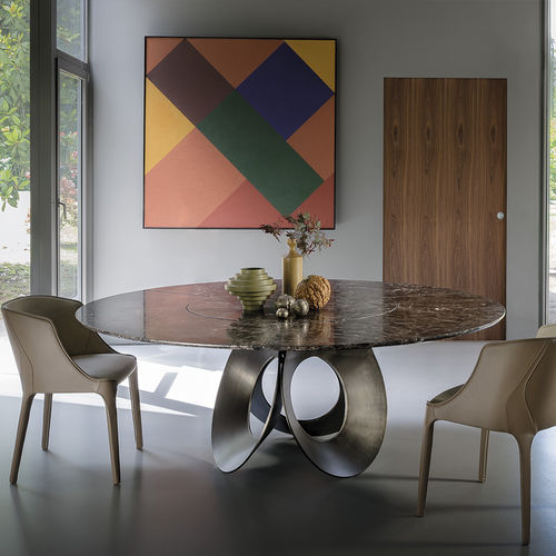 Table à manger contemporaine - ORACLE - arketipo - en placage de bois / en verre / en métal