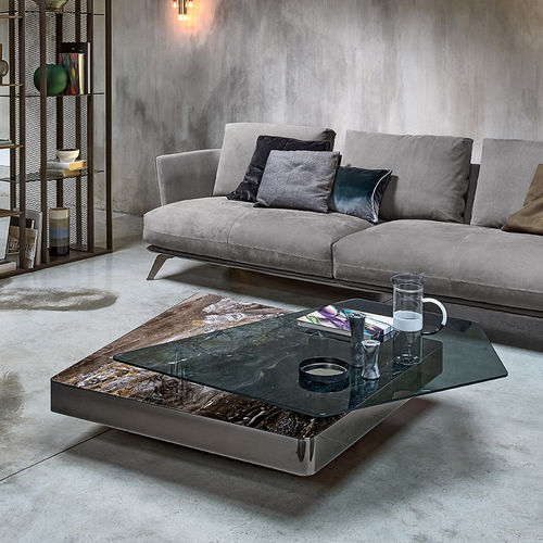 Table basse contemporaine - FINAL CUT - arketipo - en verre / en métal / en marbre