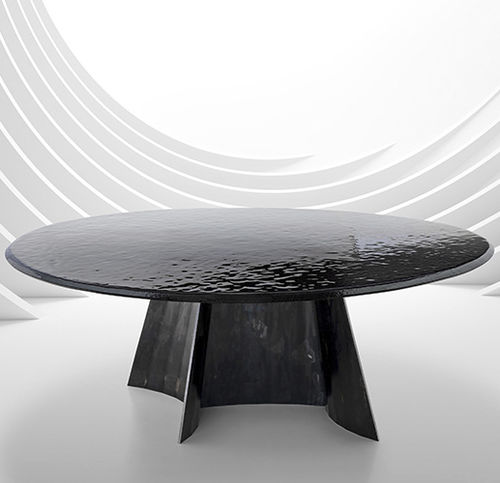 Table contemporaine - AVALON - arketipo - en verre trempé / en marbre / avec piètement en métal