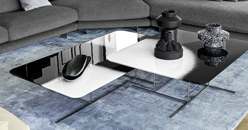 Table basse contemporaine - ECLIPSE - arketipo - en MDF laqué / en polyester / avec piètement en métal