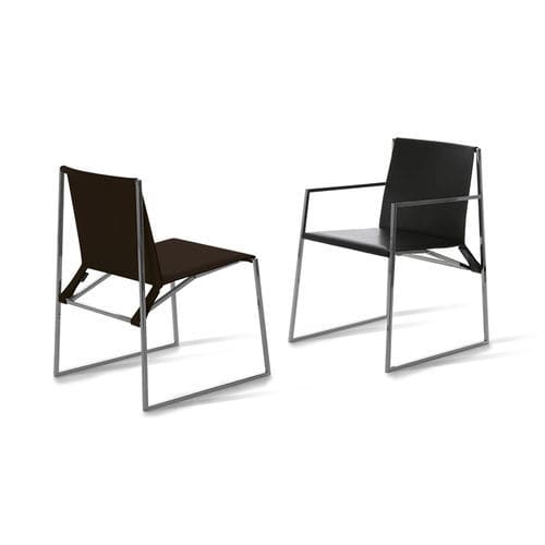 Chaise de salle à manger contemporaine - CALMA - arketipo - d'intérieur / en cuir / avec piètement en métal