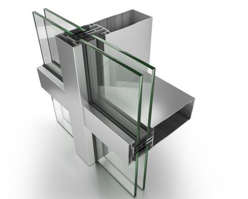 Mur-rideau en panneaux - EF50 - ETEM  - en métal et en verre / décoratif / transparent