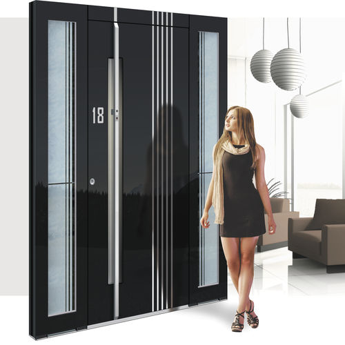 Porte d'entrée - AA  - INOTHERM - en aluminium / battante / semi-vitrée