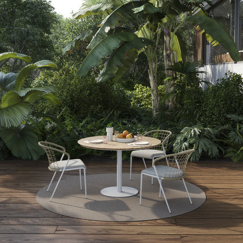 Table à manger contemporaine - BUTLER - Royal Botania - en teck / en céramique / avec piètement en acier inoxydable