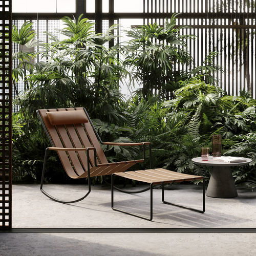 Fauteuil design minimaliste - STRAPPY - Royal Botania - en simili cuir / en acier inoxydable / avec repose-pieds