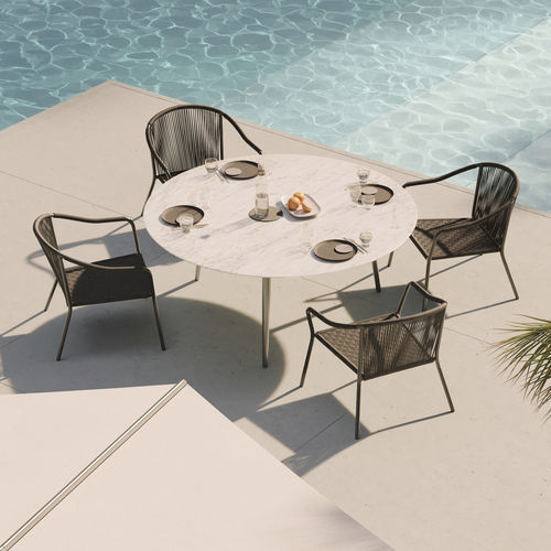 Table à manger contemporaine - STYLETTO - Royal Botania - en teck / en céramique / avec piètement en aluminium