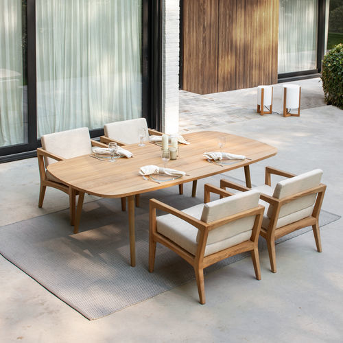 Table à manger contemporaine -  STYLETTO - Royal Botania - en teck / en céramique / avec piètement en aluminium