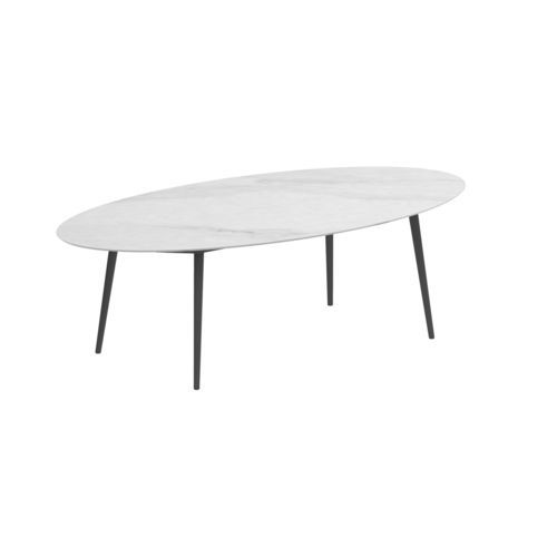 Table à manger contemporaine - STYLETTO - Royal Botania - en céramique / avec piètement en aluminium / ovale
