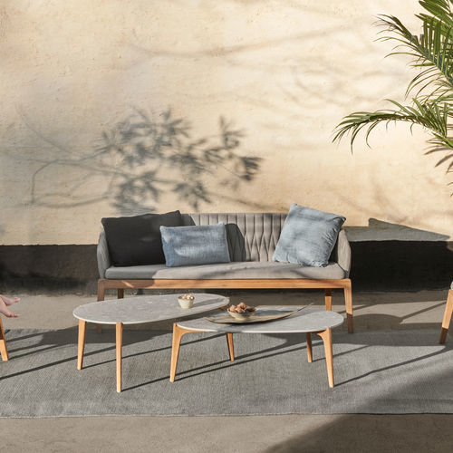 Banquette contemporaine - CALYPSO 175 - Royal Botania - en tissu / avec piètement en teck / en teck