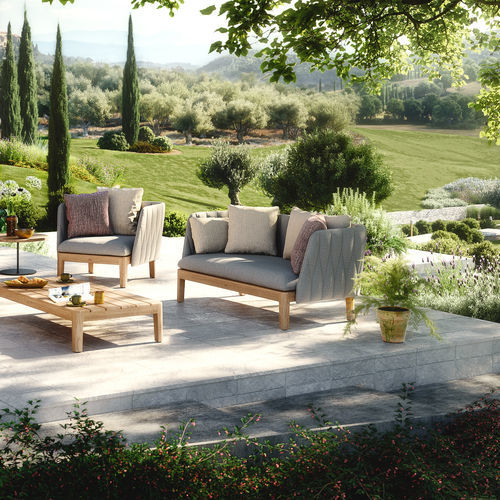 Canapé contemporain - CALYPSO 140 - Royal Botania - d'extérieur / en tissu / avec accoudoirs