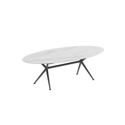 Table à manger contemporaine - EXES - Royal Botania - en céramique / avec piètement en aluminium / ovale