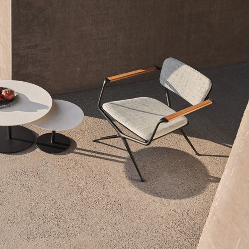Fauteuil contemporain - EXES - Royal Botania - en tissu / en teck / en aluminium