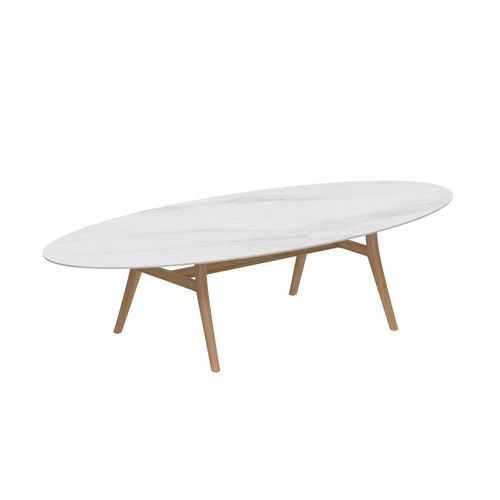 Table à manger contemporaine - ZIDIZ - Royal Botania - en teck / en béton / avec piètement en teck