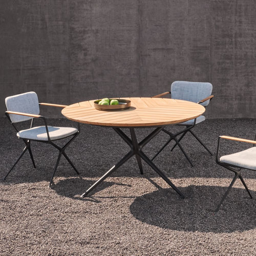 Table à manger contemporaine -  EXES - Royal Botania - en teck / en céramique / avec piètement en aluminium