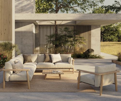 Salon de jardin contemporain - MAMBO - Royal Botania - en tissu / en teck / résidentiel