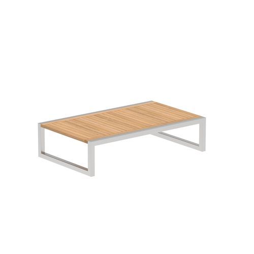 Table d'appoint contemporaine - NINIX - Royal Botania - en teck / en céramique / avec piètement en acier inoxydable