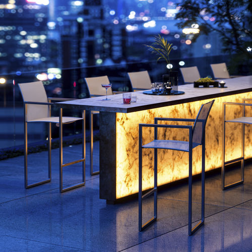 Chaise de bar contemporaine - NINIX - Royal Botania - d'extérieur / en Batyline® / avec repose-pieds