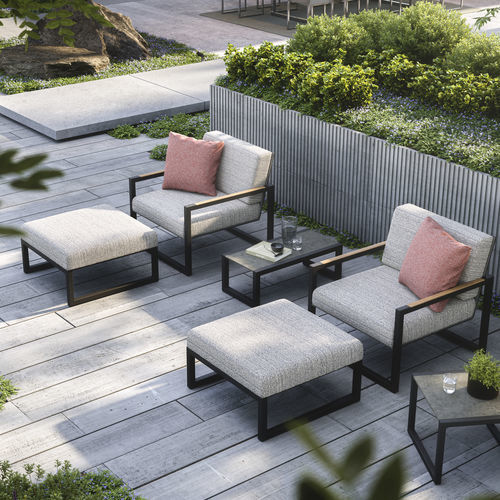 Repose-pied contemporain - NINIX - Royal Botania - en Batyline® / en acier inoxydable / d'extérieur