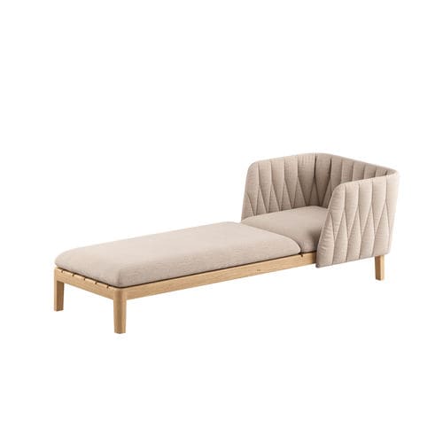 Méridienne contemporaine - CALYPSO 210P - Royal Botania - en tissu / en teck / avec piètement en teck