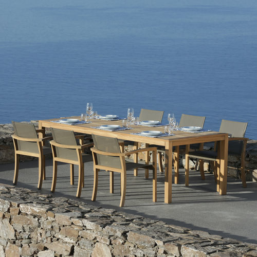 Table à manger contemporaine - XQI - Royal Botania - en teck / avec piètement en teck / rectangulaire