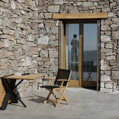 Chaise contemporaine - XQI - Royal Botania - d'extérieur / en Batyline® / avec piètement en teck
