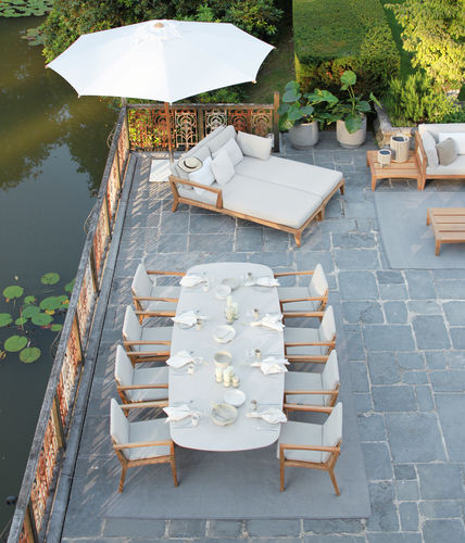 Table à manger contemporaine - ZIDIZ - Royal Botania - en teck / en céramique / avec piètement en teck